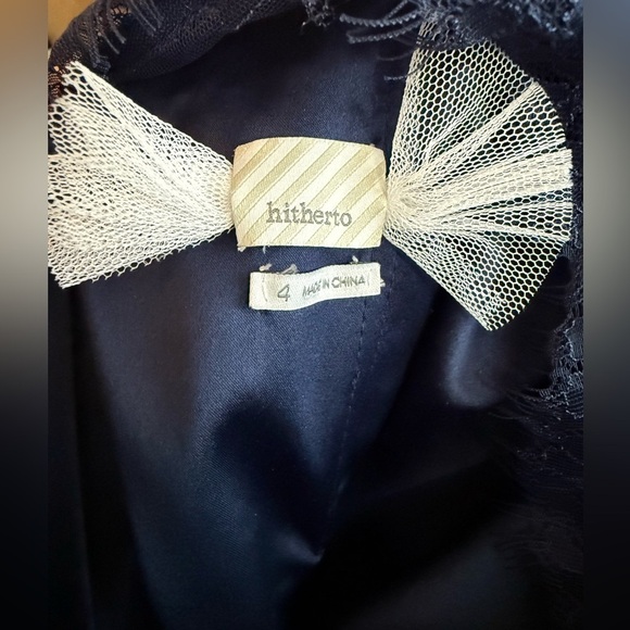 BHLDN HITHERTO FLEUR ANTHROPOLOGIE Elegant Navy Blue Lace Evening Gown SIZE 4 - Picture 4 of 8